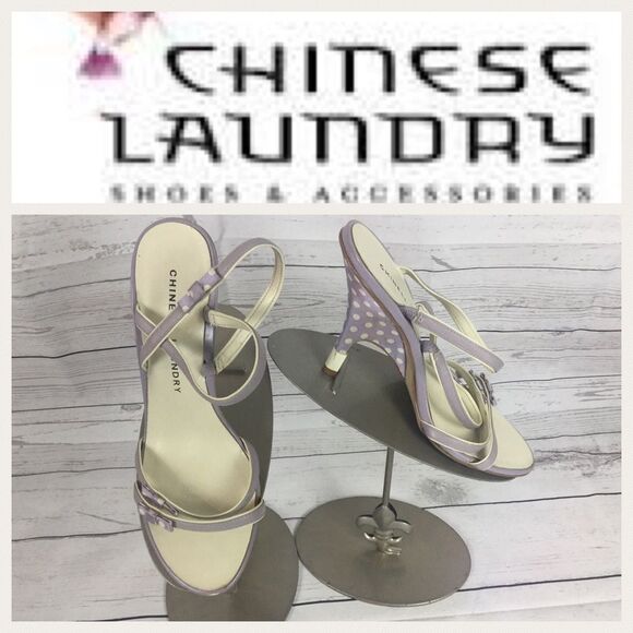 27. Chinese Laundry Purple Polka Dot Sandals.  Sz 7.5 - Picture 1 of 4